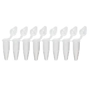 Globe Scientific PCR-QS-02D QuickSnap PCR Tube with Individually-Attached Dome Caps, 8-Strip, Clear, 0.2mL Capacity, Pack of 1200