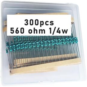 560 1/4W, 560R1/4W, 560 ohm, 560 R 1/4W, 560Ωresistor, 560 ohm resistor, 560 ohm Metal resistor, 560 R Metal Film resistors 1/4w(0.25w) 1% tolerance 0.01 MF Metal Film Fixed Resistor 300 pcs
