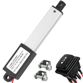 AWINLI 12V 4 "Mini Linear Actuator with Instantaneous Switch,60N(13.4 lb) Mini Electric Motion Actuator Waterproof Speed 15mm/s with Mounting Bracket for Pet Doors,Robots,Micro Devices (100mm)
