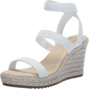 Anne Klein Women's Willa Espadrille Wedge Sandal, Platinum, 6.5