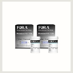 شرائط اختبار نسبة الجلوكوز في الدم V10/V30/G30 من FORA Premium (50 قطعة/قارورة)