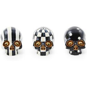 MACKENZIE-CHILDS Courtly Mini Skulls, Resin Skull Collection for Halloween Table Decor and More, Set of 3