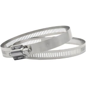 2Pcs Large Size 304 Grade Adjustable Stainless Steel Band Hose Clamp, Full Tooth Ducting Throat Clamp for Camera Pole Mount, Worm-Drive, Bandwidth 14mm (2Pcs-Diameter range 12 inch (0-300mm))