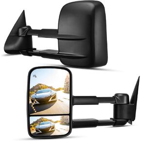 PHILTOP Towing Mirrors Fit for C1500,K1500,K2500,Tahoe,K1500 Suburban,C2500,K3500,C3500,C1500 Suburban,Yukon,K2500 Suburban,C2500 Suburban,Folding Extended Trailer Tow Mirrors with Convex Glass
