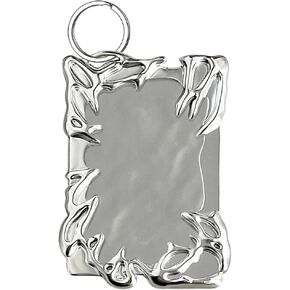 Electroplate Plastics Frame Photocard Holder With Keychain Silver Plating Irregular Photo Card Holder Keychain Y2K ID Badge Holder Photocard Keychain for Student Card Case Stationery in Saudi Arabia