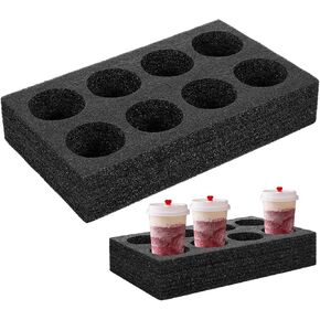 GANAZONO Foam Cup Carrier Tray Drink Carrier Holder Trays Coffee Cup Fixing Tray Takeout Cup Holders Beverage Carrier Trays Beverage Packaging Supplies 8-Hole Black