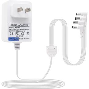 4.5V Power Adapter Compatible with Lemax Lighted Accessory AC DC Power Adapter for Christmas Halloween Village Lights Micro Lighting Building Decor (White,4 Output, Bend)