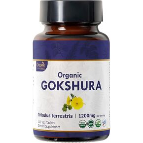 GOKSHURA 120 Tablets | Tribulus Terrestris (Gokshura) 1200mg per Serving | Organic and Natural | Supports Immunity and Strength | Vegan and USDA Certified 120tab