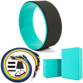 Yoga Wheel & 2 pcs Yoga Blocks & 5 pcs Resistance Bands Combo Value Pack