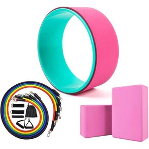 Yoga Wheel & 2 pcs Yoga Blocks & 5 pcs Resistance Bands Combo Value Pack