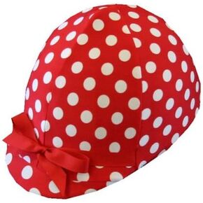 Equestrian Riding Helmet Cover - Red & White Polka