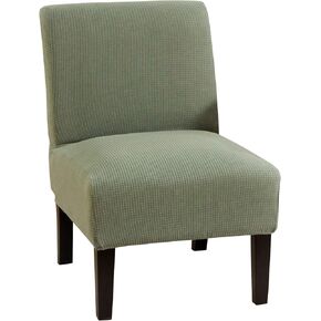 GULI Armless Chair Slipcover, Stretch Velvet Accent Cover for Dining Chair, Removable Wingback Slipcover and Washable Furniture Protector slipcovers Wide Back Chairs (Knitting-Wine Red)