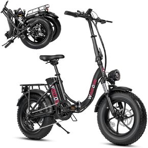 S16 Electric Bike for Adults, Max 22MPH Speed & 50 Miles Range (PAS), 750W Peak Motor Ebike with 48V/13Ah Removable Battery, 16" x 4.0 Fat Tire and Shock Absorber,UL Certified