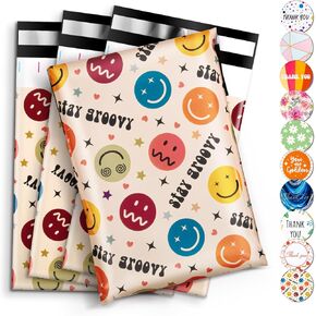 Oududianzi Poly Mailer مقاس 10x13 بوصة 100 قطعة - حقائب شحن للملابس، أكياس بولي بريدية قوية وسميكة وذاتية اللصق - حقائب شحن لطيفة للأعمال الصغيرة - أقحوان...