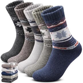 Yeblues Winter Warm Thick Wool Socks for menThermal Wool Hiking Socks Breathable Socks for Men Cold Weather 5 Pairs