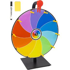 12 Inch Heavy Duty Spinning Prize Wheel - 10 Slots Color Tabletop Roulette Spinner of Fortune, with Dry Erase Marker and Eraser for Show, Carnival, Win Fortune Spin Games(Instructions Are Included)