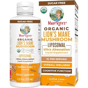 Organic Lions Mane Supplement by MaryRuth's | Ultra Absorption Liposomal | Full Spectrum Lion's Mane Mushroom | 200mg Beta-Glucans Per Serving | USDA Organic | Vegan | 7.6 oz | 15 Servings