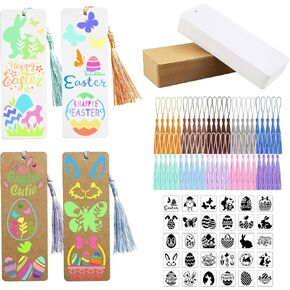 90 Pcs Blanks Acrylic Bookmark Kit,30Pcs Clear Acrylic Blanks Bookmarks with 30 Pieces Colorful Tassel and 30 Pieces Painting Flower Styles Pattern Templates