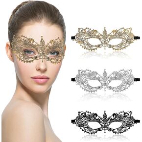 Amaxiu Masquerade Lace Masks for Women, 3 Pack Halloween Masquerade Costume Party Mask Soft Venetian Masks for Evening Prom