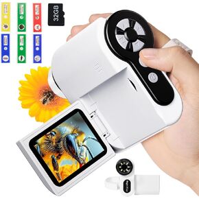 Microscope for Kids 1000X【3-in-1】【Easy and Fun】 1080P Handheld Digital Microscope, Hideal HP20 Portable Pocket Microscope Miniscope, 10MP USB Mini Scope for kids 8-12, PC View, 32GB, Blue