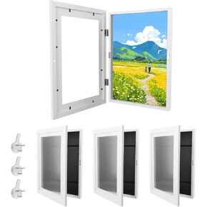 QWORK Art Frames 8.5x11 Inch, 4 Pack Magnetic Closure Display Frame Set - Horizontal/Vertical Hanging Options for Drawings, Pictures, Certificates