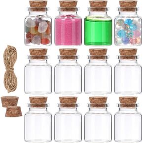 15 ml Mini Bottles with Cork, 12 Pack Glass Vials with Corks, Tiny Spell Jars, Glass Sand Bottles, Small Potion Bottles, Glass Jars with Cork, Small Glass Bottles for Crafts, Decoration, Party Favors