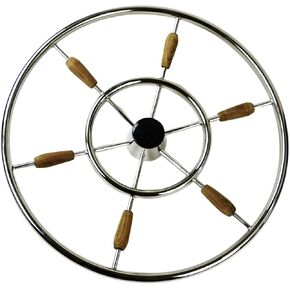 MARINE CITY 304 Grade Stainless Steel 6 Spokes Attractive Steering Wheel 24 Inches Diameter for Marines – Boats – Yachts (Pack of 1)