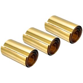 uxcell Brass Sheet Roll, 3Pcs 40" x 4" x 0.0016" H62 Metal Foil Plate for Crafts, Electrical Repairs, Industry
