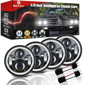 5 3/4 5.75 Inch LED Headlights 4PCS DRL H4 Projector for Chevrolet Chevelle,Impala,El Caminos,BMW E30,BUICK SKYLARK,Ford Galaxie 500,Pontiac Firebird, GTO,Gran Torino 1974, P-eterbilt Semi 349 359