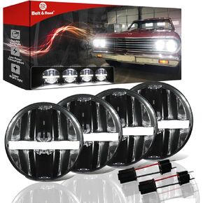 5 3/4 5.75 Inch LED Headlights 4PCS DRL H4 Projector for Chevrolet Chevelle,Impala,El Caminos,BMW E30,BUICK SKYLARK,Ford Galaxie 500,Pontiac Firebird, GTO,Gran Torino 1974, P-eterbilt Semi 349 359