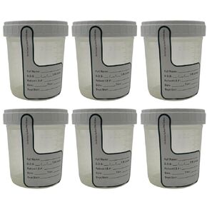 Specimen Containers, Sterile Disposable Wide Mouth Urine Specimen Cups, Screw-on Cap with Tamper Evident Seal, 3oz/90ml with Graduations - 6 Pack