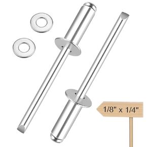 smseace 200Pcs 3/16 Inch x1/2 Inch Pop Rivets with Washer Assortment Kit 4.8x12.7mm Pop Rivets and 3/16 Inch 304 Stainless Steel Backup Washers for Metal, Furniture, Automotive, Instruments