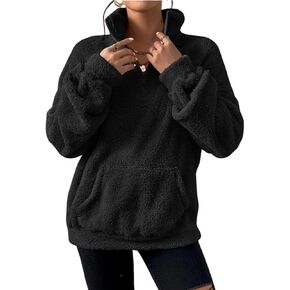 Wyeysyt Womens Sherpa Pullover Quarter Zip Pullover Hoodies Sweatshirts Casual Long Sleeve Fleece Sherpa Coat with Pockets
