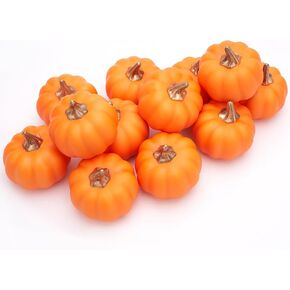Pumpkin Decor Set of 12 Artificial Fake Faux Foam Orange Pumpkins Rustic Farmhouse Harvest Thanksgiving Mantel Table Centerpiece Autumn Fall Home Decoration