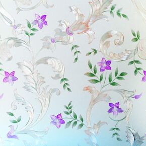 3D Stained Glass Privacy Window Film Rainbow Green Leaves Glass Door Film Static Cling Window Cling Covering Tint Anti UV Heat Control for Home and Office,17.5 inches by 78.7 inches