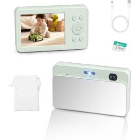 MUTRAIN Slide Open Digital Point and Shoot Camera with Mirror, 1080P Photography Practice, Green,X10,32G