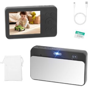 كاميرا MUTRAIN Slide Open Digital Point and Shoot مع مرآة، تدريب تصوير فوتوغرافي 1080 بكسل، أخضر، X10,32G