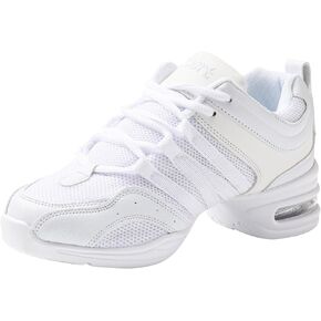 Linodes Women's Jazz Dance Sneaker with Breathable Upper, Split Sole and Air Cushion Dance Multifunctional Walking Shoes Anti-Slip