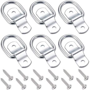 Pack of 6 D Construction Ring Lashing Eyelet, D Ring Hook Assembly Lashing Eyelets for Load Securing in Trailers, Cars, Trucks, Kayaks, Power Tools