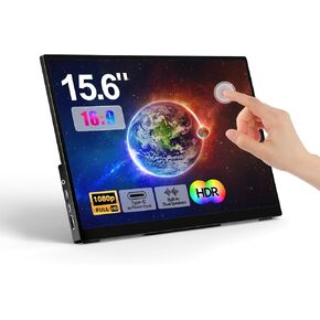 Touchscreen Portable Monitor 15.6 inch 1080P FHD, USB-C/HDMI, IPS, Full Metal Shell,10-Point Touch,Dual Speaker,HDR,for Home,Work,Gaming,Design,Coding