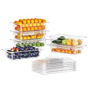 6 Pack Plastic Food Pan with Lid 1/4 Size 2.5 Inch Deep Restaurant Clear Food Storage Containers Polycarbonate Commercial Hotel Pans for Fruits Vegetables Beans Corns (6 PCS, 2.5'' Deep)