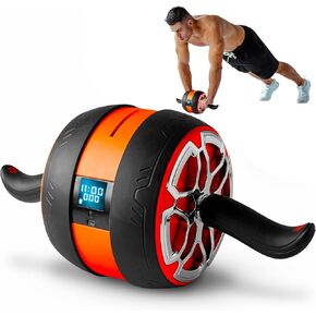 Squatz Digital Ab Roller Wheel - Ultra Wide Ab Wheel with Pilates Mat, for Abdominal and Core Strength Training with Exercise Program, With Rubber Cotton Handles, Overall Strength Builder