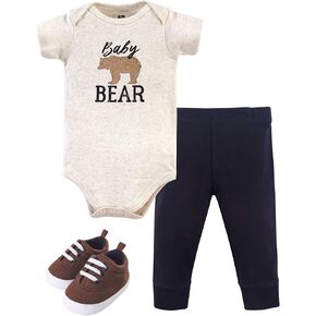 Hudson Baby Unisex Baby Cotton Bodysuit, Pant and Shoe Set, Daddys Little Princess, 6-9 Months