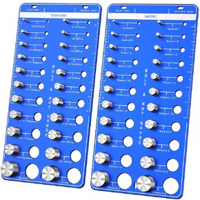 Thread Checker, 44 Nut and Bolt Thread Checker Standard and Metric, Screw Identifier Gauge All-Metal Board with Inch & Metal Ruler, Wall-Mountable Bolt and Nut Identifier for Easy Sizing