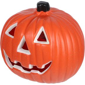 DOITOOL Halloween Pumpkin Lights Light up Jack O Lantern Pumpkins Vintage Halloween Decorations Classic Plastic Pumpkin Statue Halloween Table Decor for Home Office Haunt House Halloween Party (A)