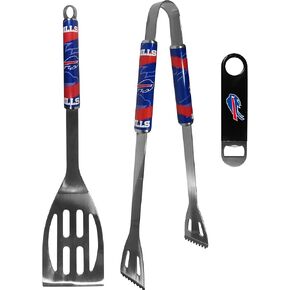 Siskiyou Sports NFL Buffalo Bills Unisex 2 pc BBQ Set and Bottle Opener, Team Colors, One Size