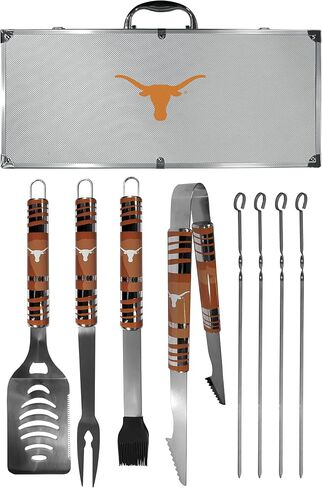 مجموعة Siskiyou Sports Fan Shop Texas Longhorns Steel Tailgater BBQ مع حقيبة مكونة من 8 قطع رمادية اللون من NCAA Siskiyou Sports Fan Shop in Saudi Arabia