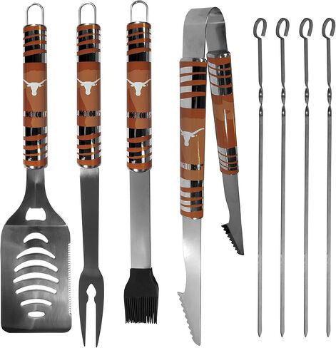 مجموعة Siskiyou Sports Fan Shop Texas Longhorns Steel Tailgater BBQ مع حقيبة مكونة من 8 قطع رمادية اللون من NCAA Siskiyou Sports Fan Shop in Saudi Arabia