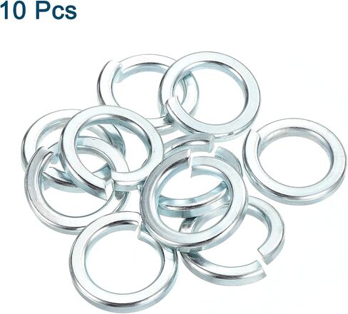 uxcell M20 Split Lock Washer, 10Pcs Carbon Steel Spring Lock Washers Metal Split Ring Washer for Screw Bolts Machinery Silver Blue in Saudi Arabia
