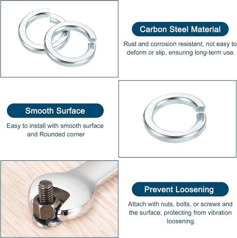 uxcell M20 Split Lock Washer, 10Pcs Carbon Steel Spring Lock Washers Metal Split Ring Washer for Screw Bolts Machinery Silver Blue in Saudi Arabia